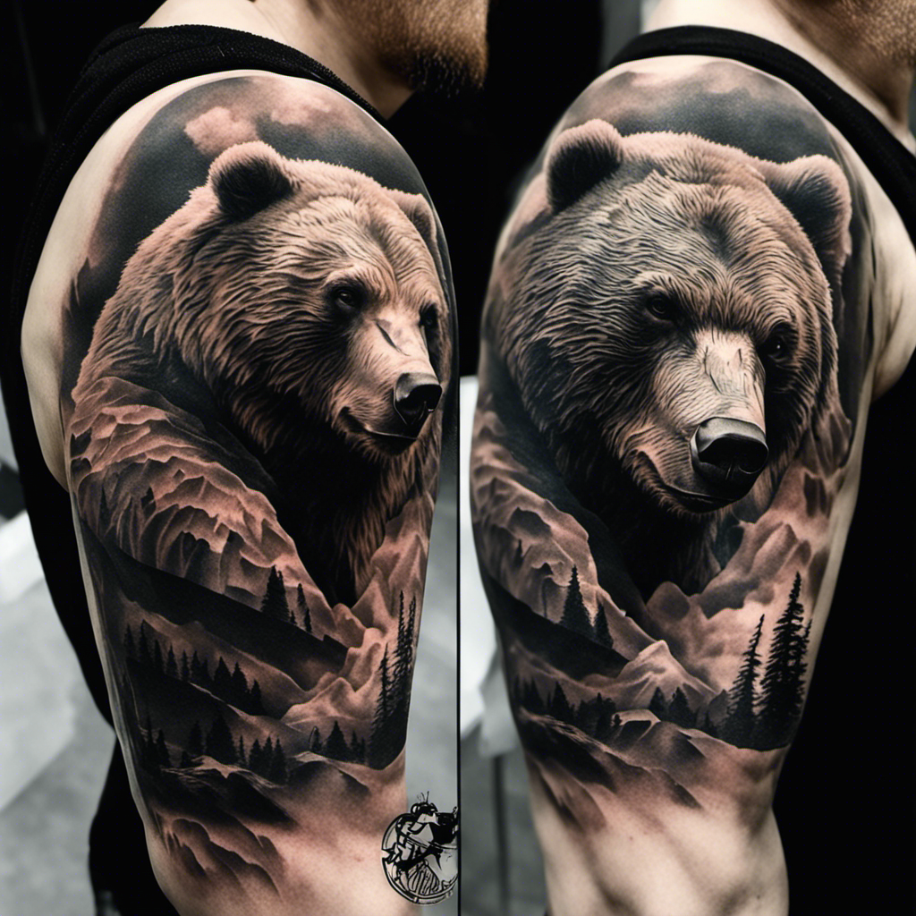 3D Bear Head Tattoos Designs