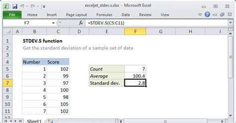 Excel Stdev Function Exceljet