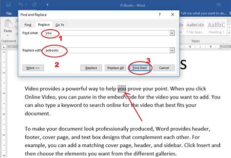 Microsoft Word Tutorial Replace Option